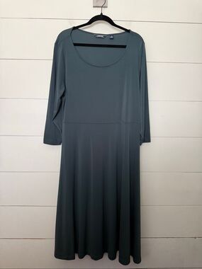 Lands End Women’s 1X Grey Plus Size Scoop Neck Longsleeve Dress